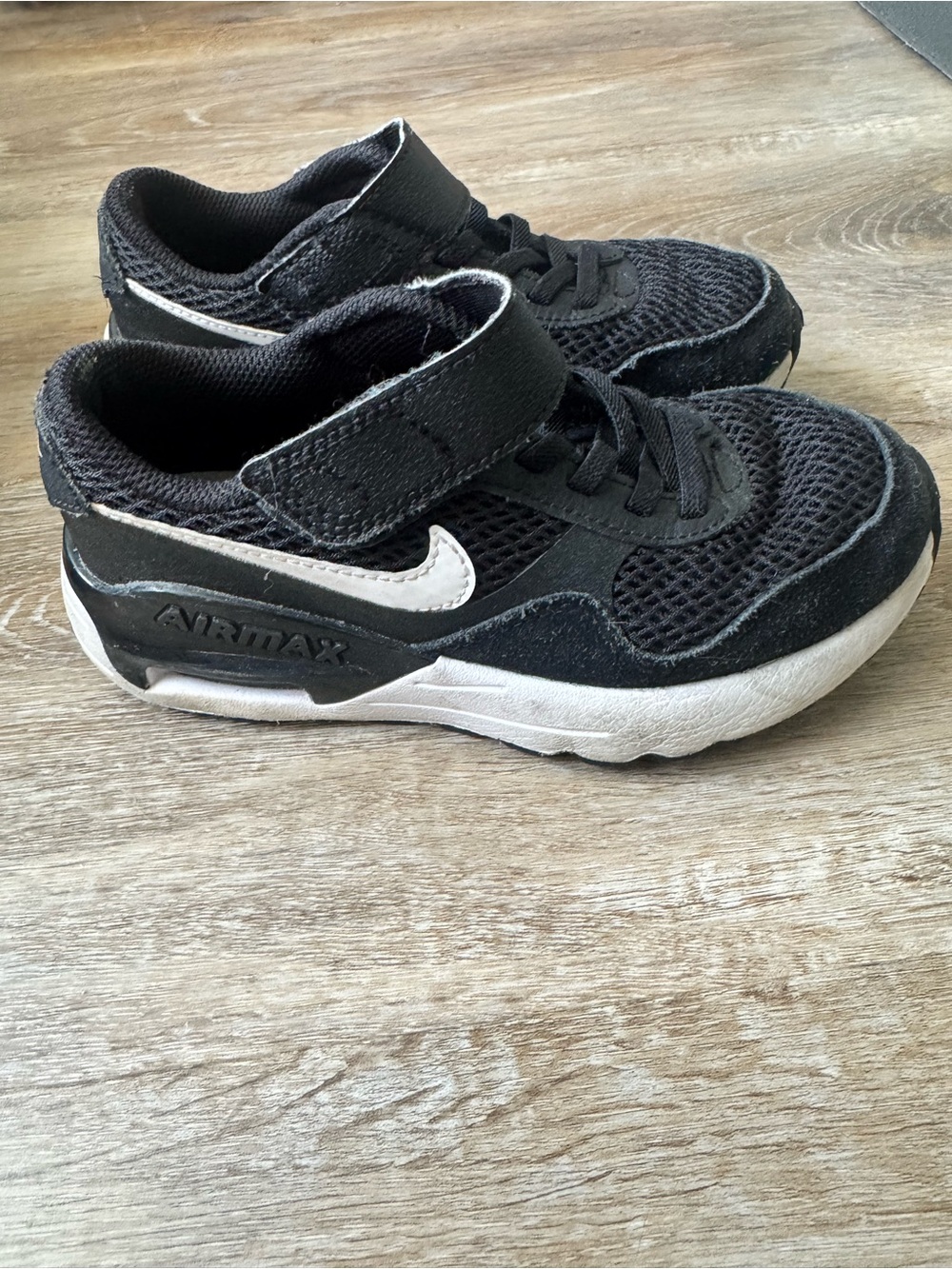 Nike Kids Black and White Air Max Velcro Sneakers
